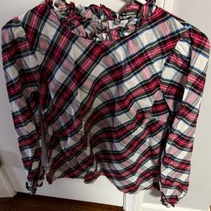 J. Crew Multicolor Plaid Blouse